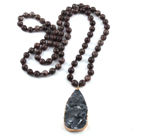 Druzy Drop Stone Statement Necklace