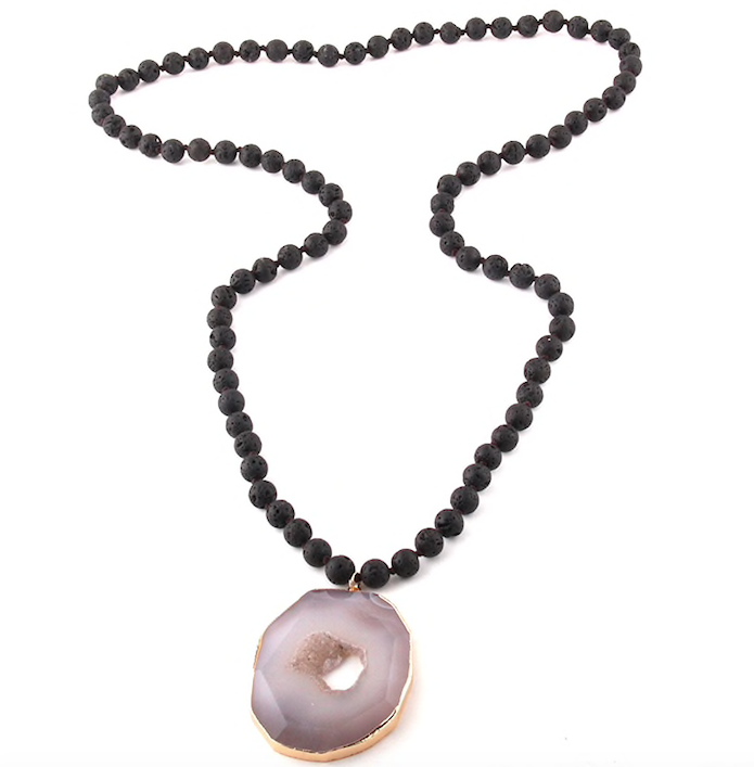 Lava Bead Jasmine Stone Statement Necklace