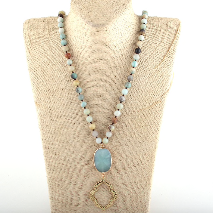Boho Gold Stone Statement Piece Necklaces