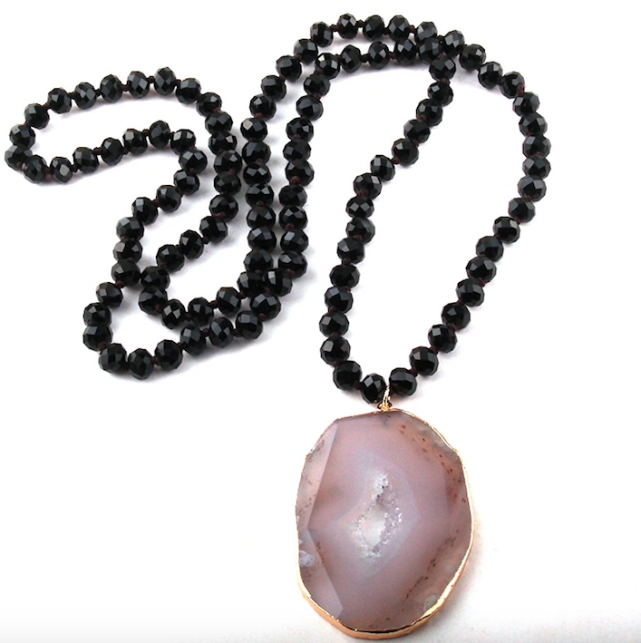 Moon Stone Lava Bead Crystal Statement Piece Necklaces