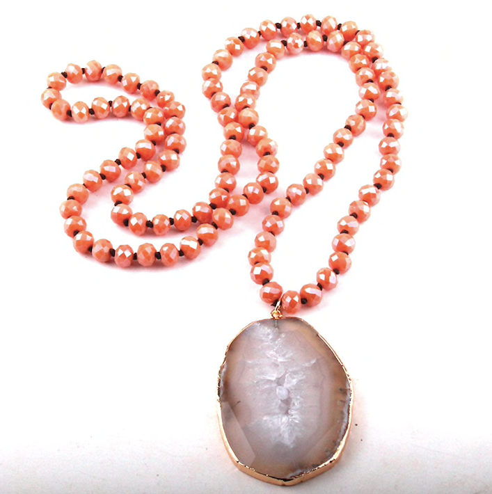 Moon Stone Lava Bead Crystal Statement Piece Necklaces