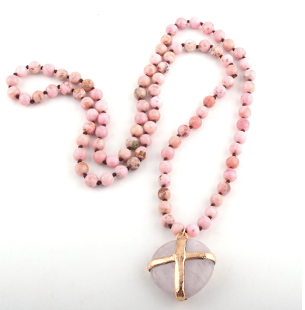 Pink Gold Rock Statement Piece Necklaces