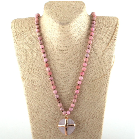 Pink Gold Rock Statement Piece Necklaces
