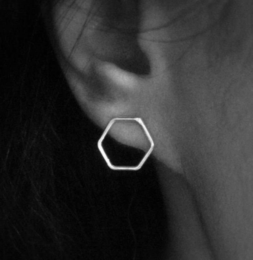 Simple Hexagon Stud Earrings