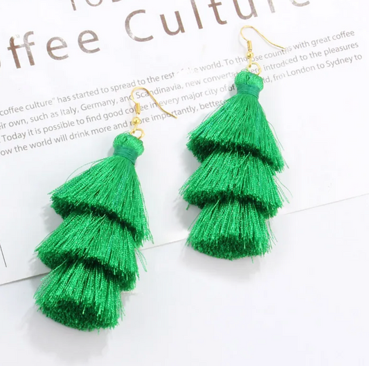 Green Craze Tassel Earrings
