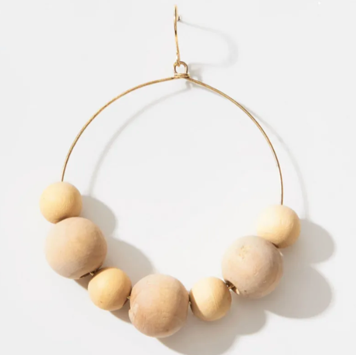 Boho Wood Drop Hoop Earrings