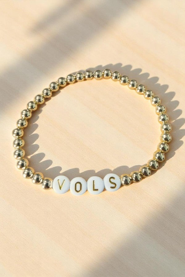SC - Vols Gold Beaded Bracelet