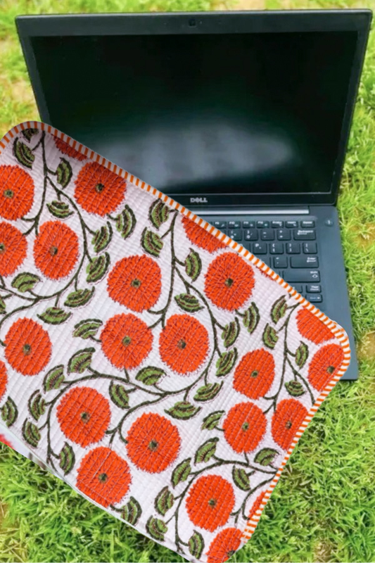 SC - Waylon Orange Floral Print Laptop Sleeve