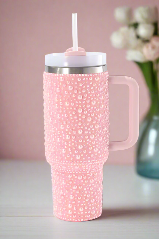 SC - 40 oz Pink Pearl Studded Tumbler