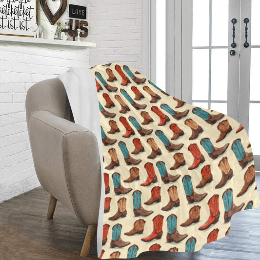 Baha Ranch Got My Boots Western Micro Fleece Throw Blanket 60" x 80" Made in America
