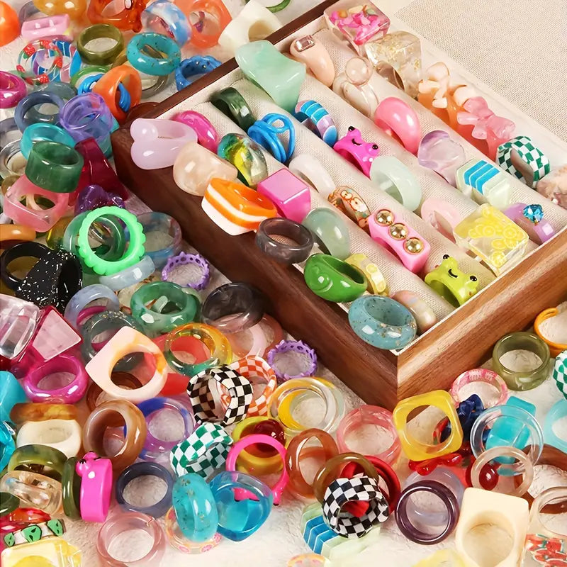Spring Fun Acrylic Rings Variety Pack of 30 Rings
