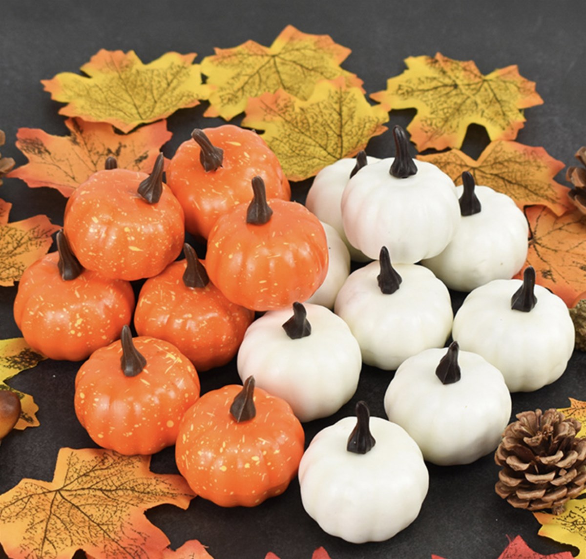 Orange and White Mini Pumpkins Set of 12
