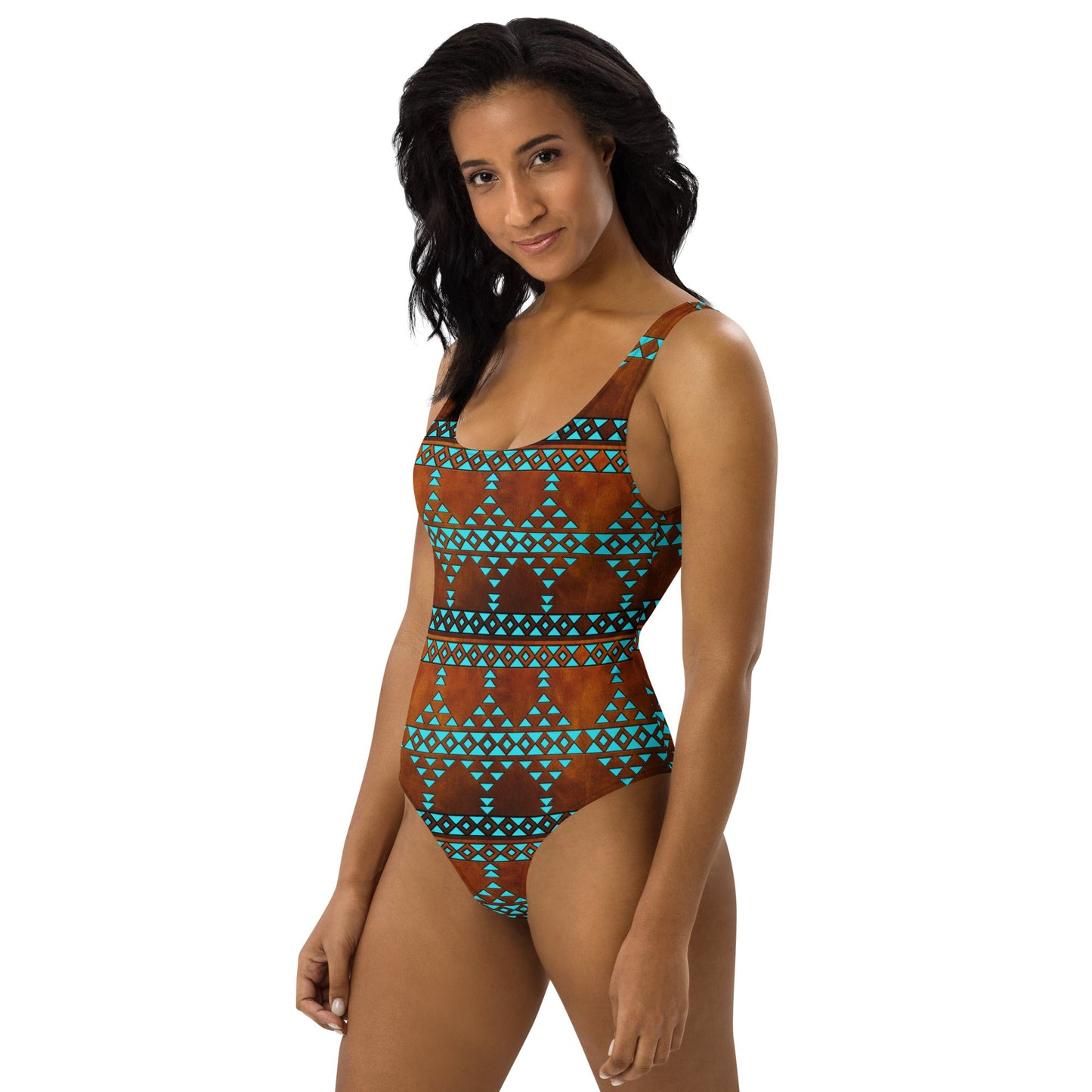 Baha Ranch Yeehaw Turquoise Aztec One-Piece Swimsuit
