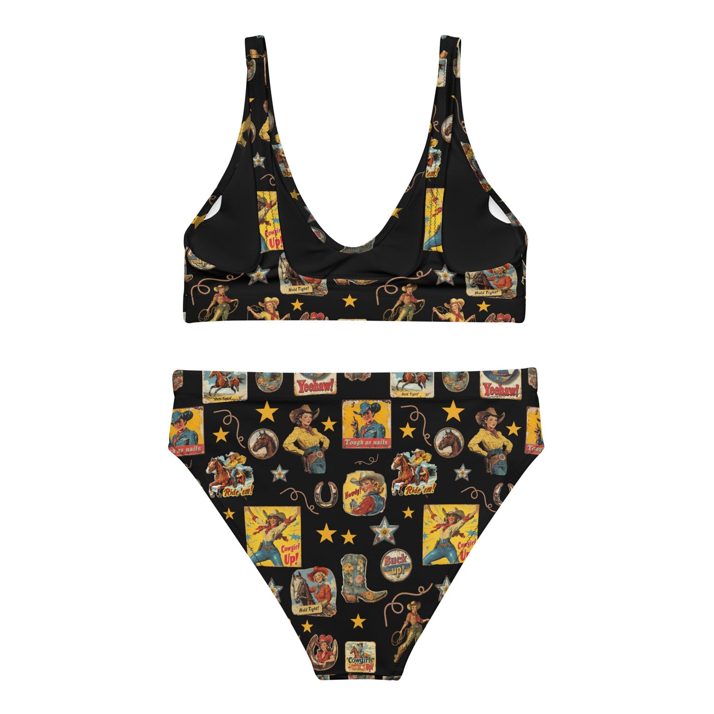 Baha Ranch Yeehaw Vintage Cowgirl Collage Bikini