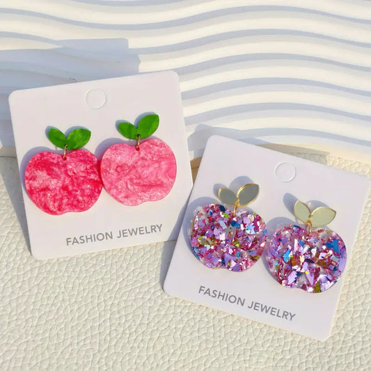 Sparkly Apple Back To School Earrings