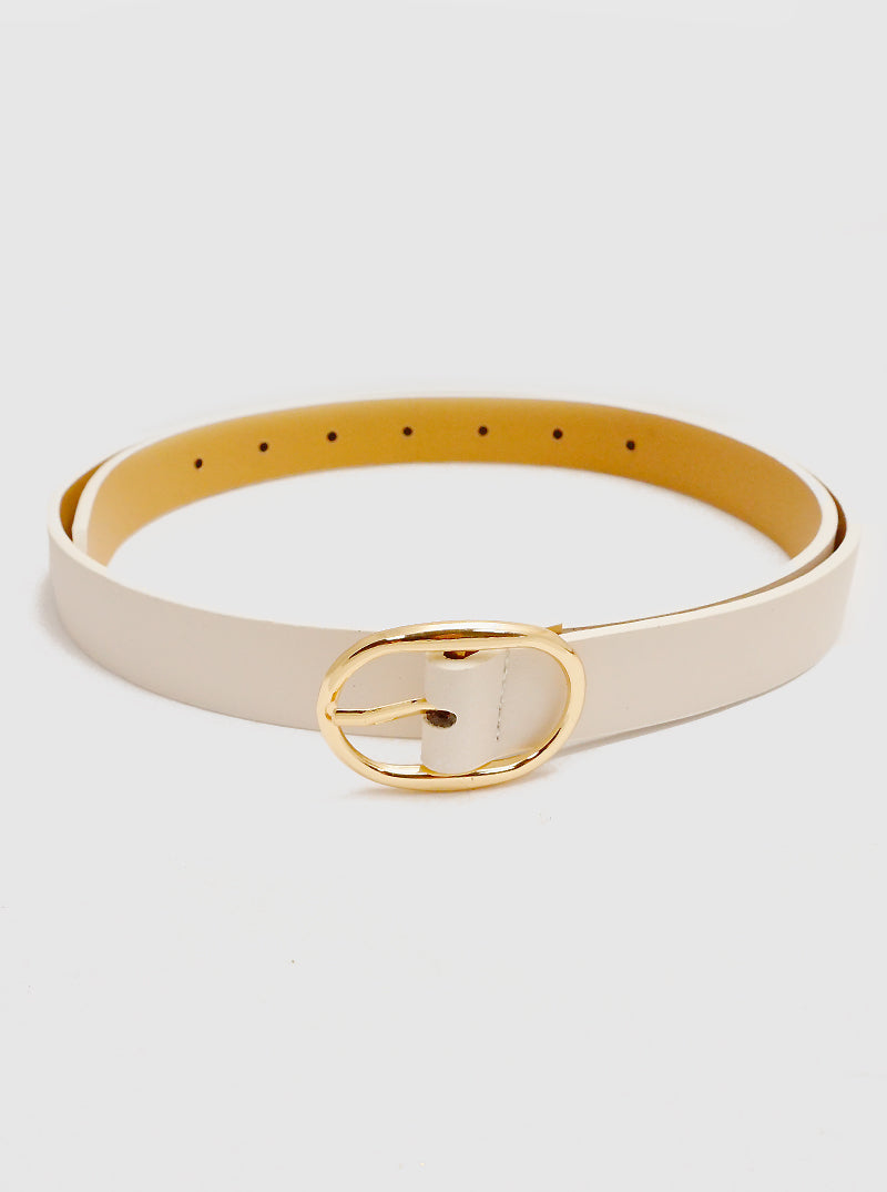 Ivory Simple Leatherette Belt
