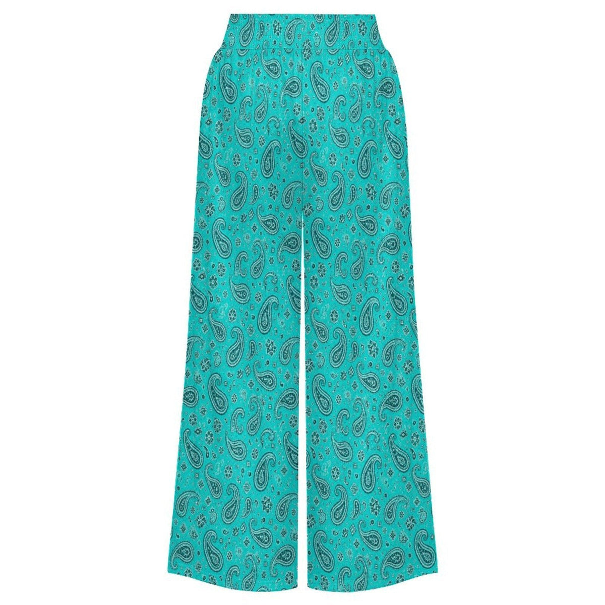Baha Ranch Turquoise Paisley Bandana Wide Leg Pants
