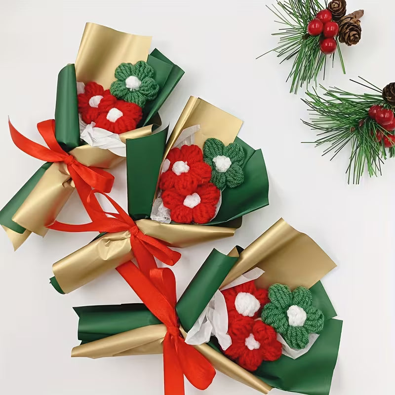 Christmas Crochet Flower Bouquets