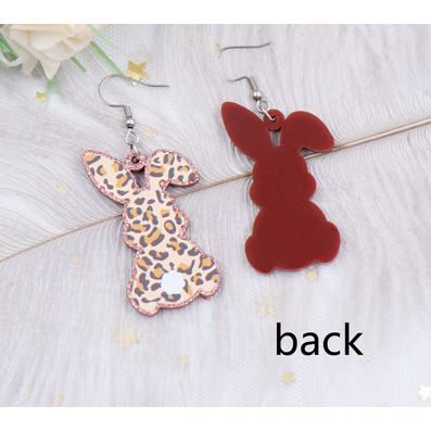 Leopard Cheetah Easter Bunny Rabbit Earrings Glitter Hanging