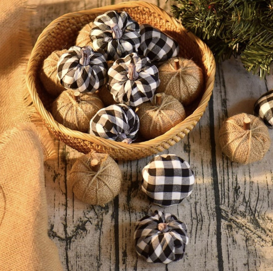 Burlap And Chevron Fall Pumpkins