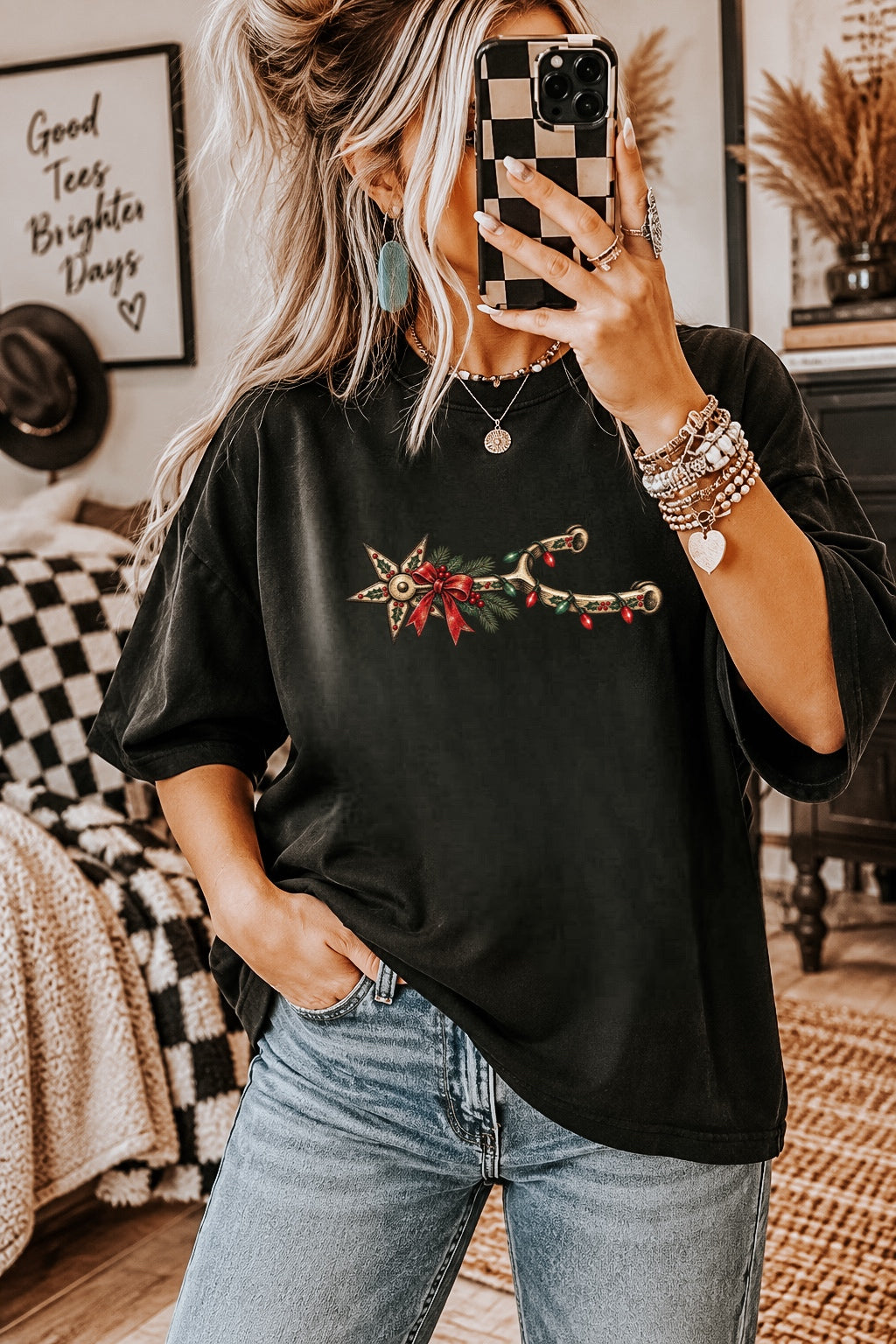 Christmas Cowboy Spur Graphic Shirt