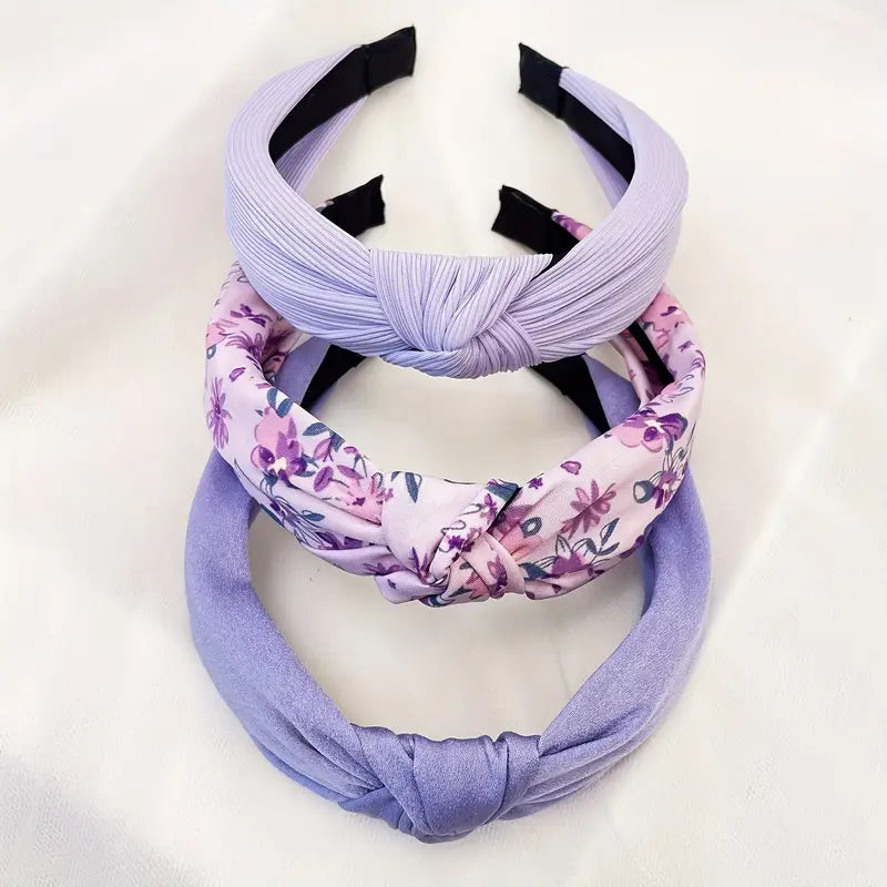 Spring Purples Knotted Headband Set of 3