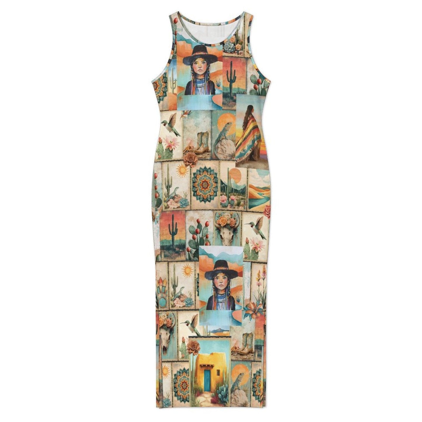 Baha Ranch New Colores De Mexico Pictures of the Southwest Bodycon Side Slit Long Dress