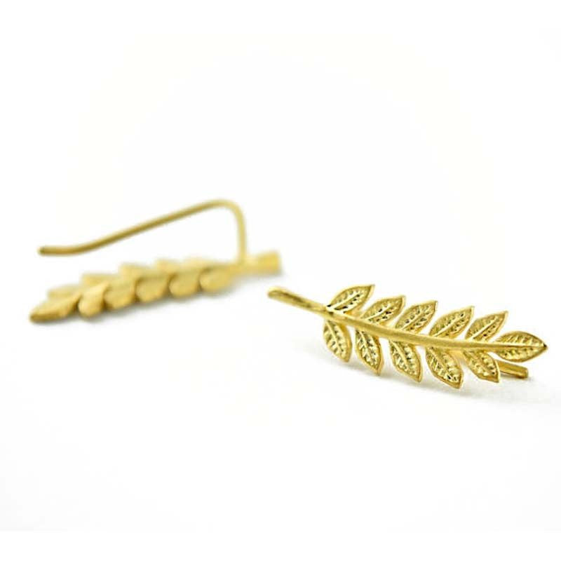 Leaf Crawler Earrings silver + gold