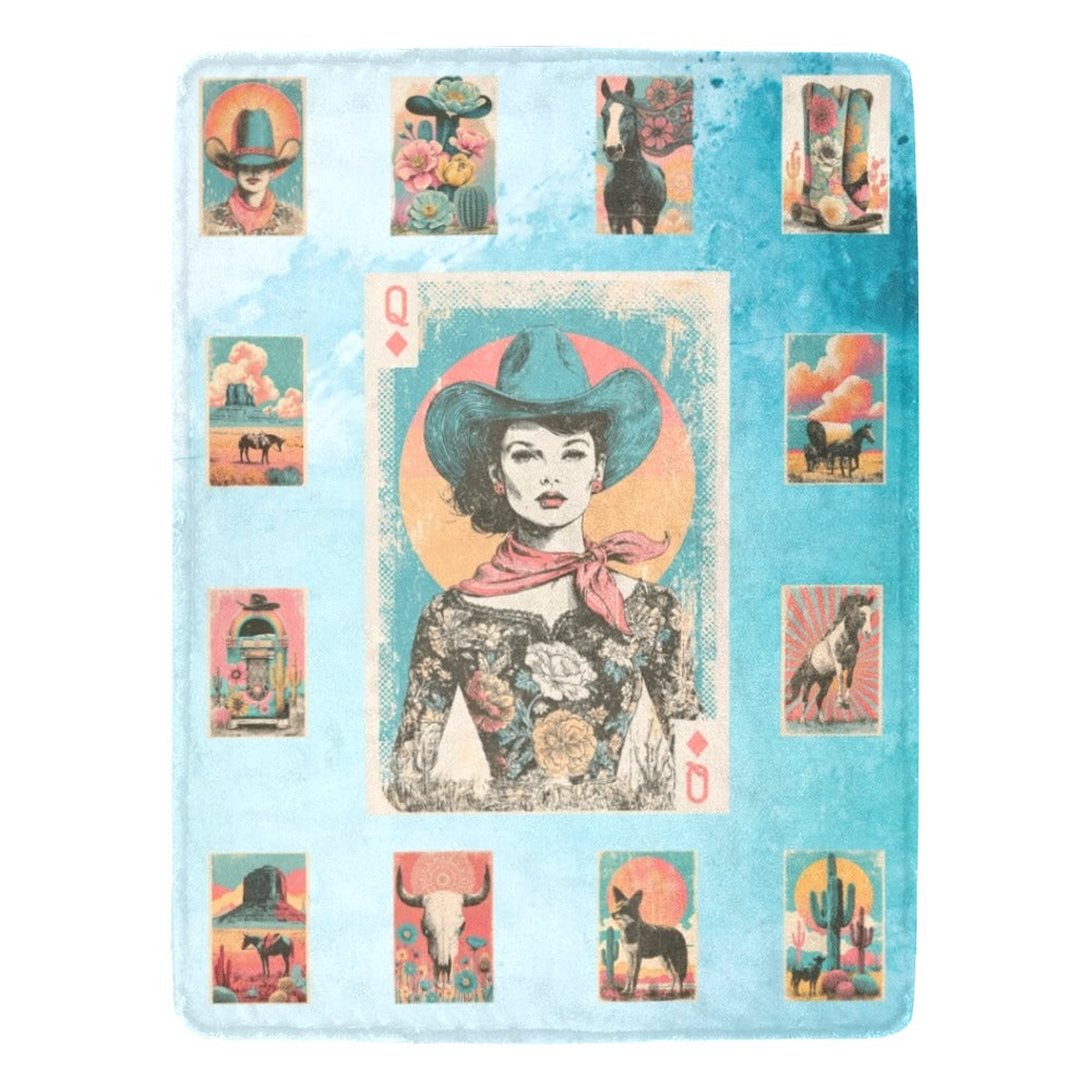 Baha Ranch Cowgirl Queen Blanket Ultra-Soft Micro Fleece Blanket 60" x 80" Made in America