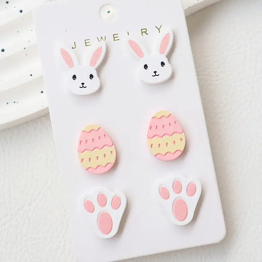 Easter Pinks + White Triple Earring Set