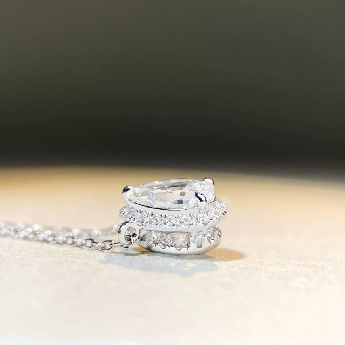 1.5 Carat 925 Sterling Silver Moissanite Teardrop Necklace