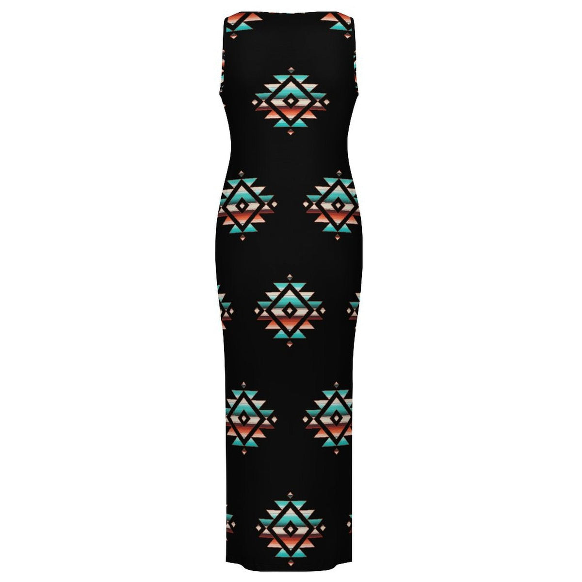 Baha Ranch Southwestern Aztec Sleeveless Bodycon Side Slit Western Maxi Dress
