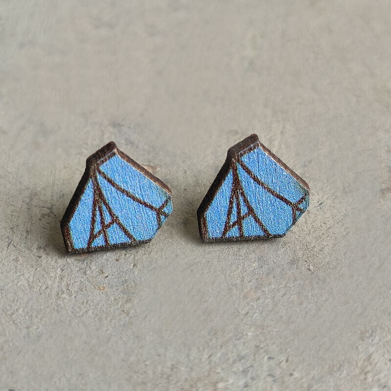 Camping Wood Stud Earrings