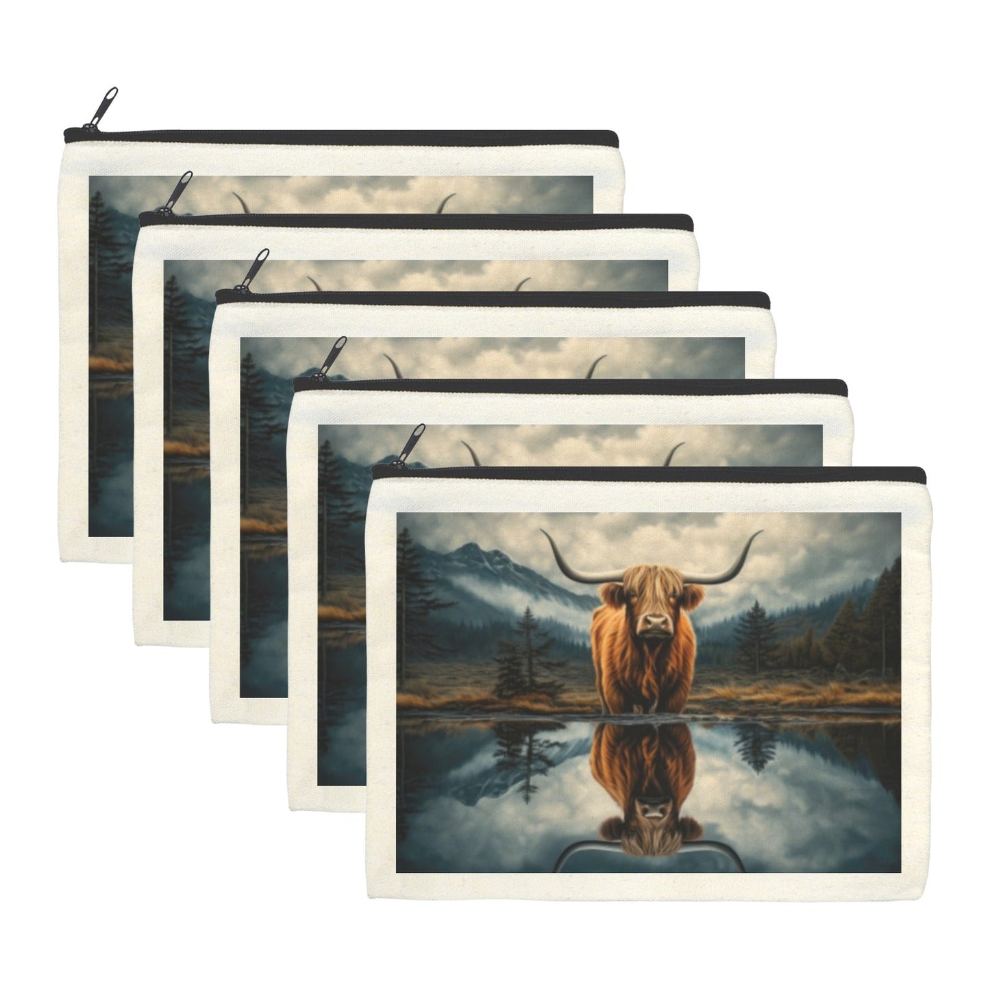 Baha Ranch Reflection Highland Cow Cosmetic Bag Made in America
