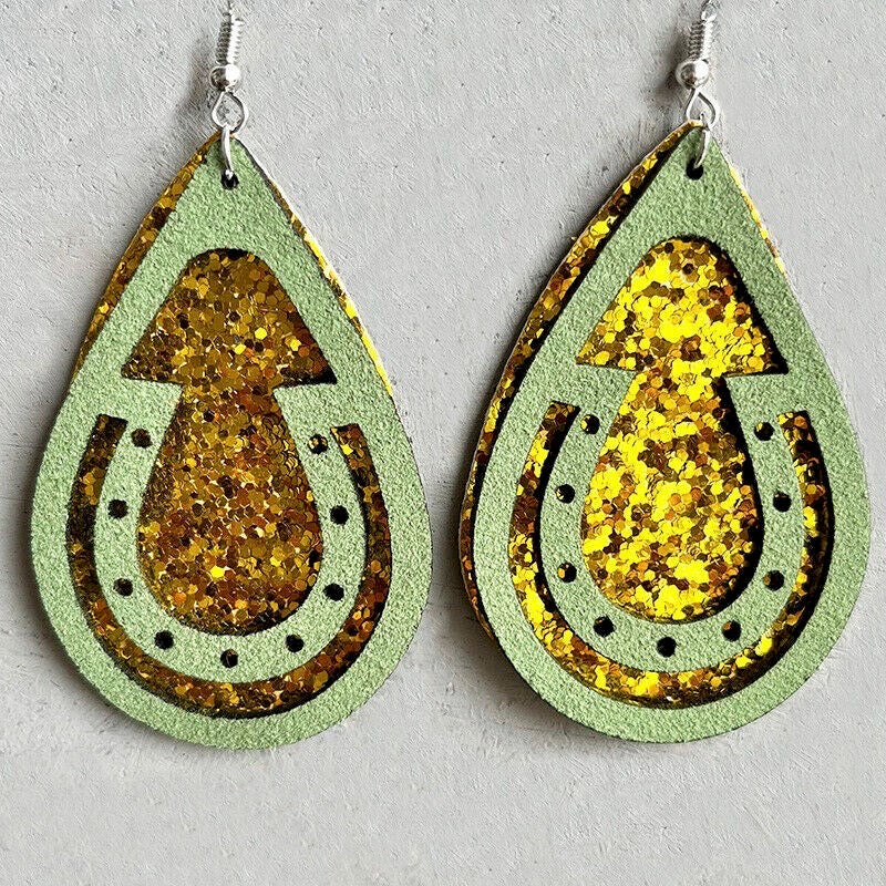 St. Patrick's Day Hanging Gliter Earrings