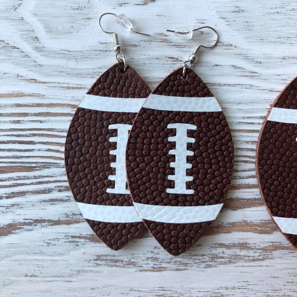 Football Leather Hang Earrings