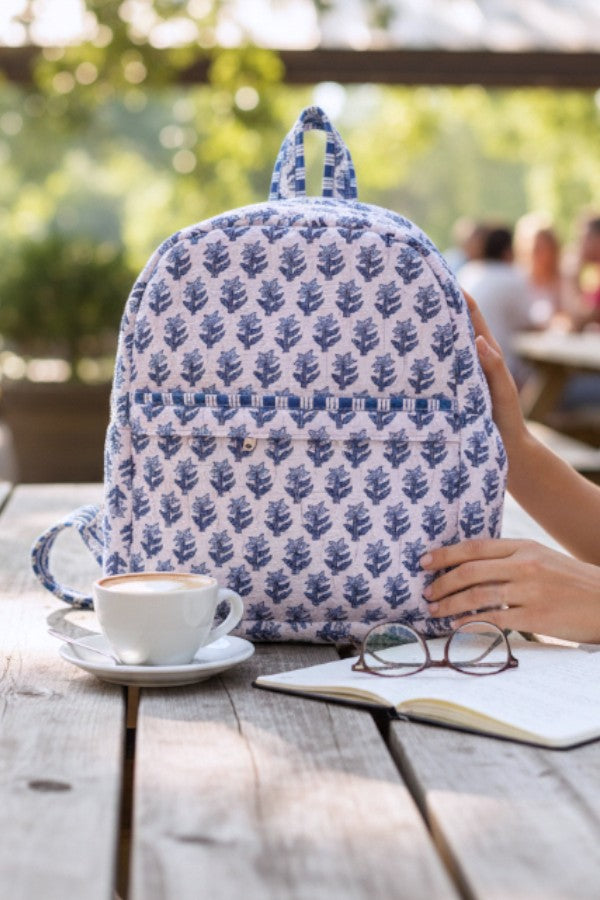 SC - Beau Blue Floral Print Backpack