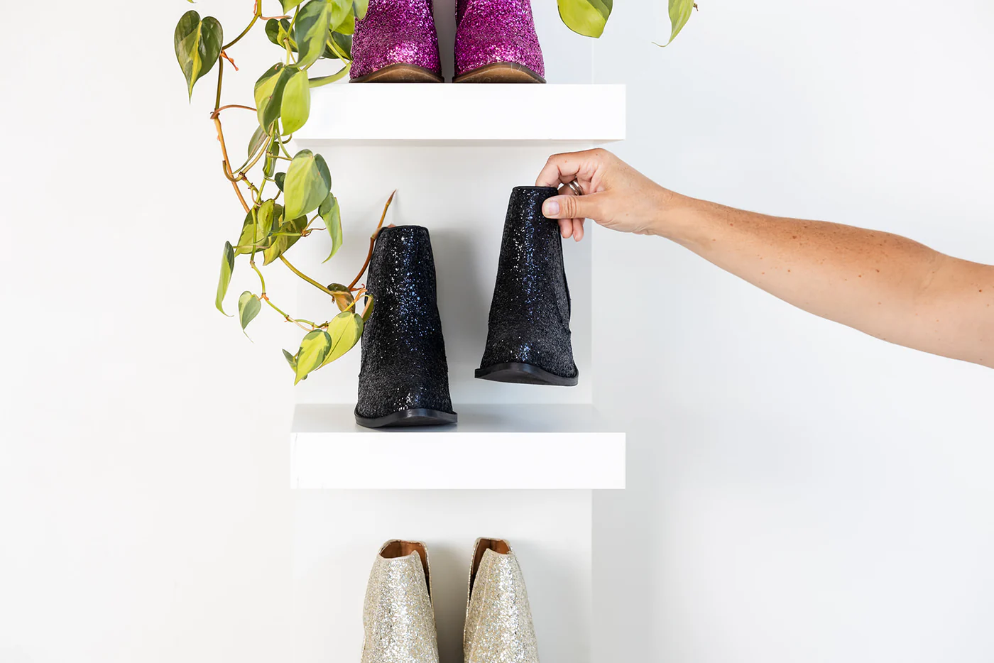 Fiera Glitter Booties in Black by Not Rated