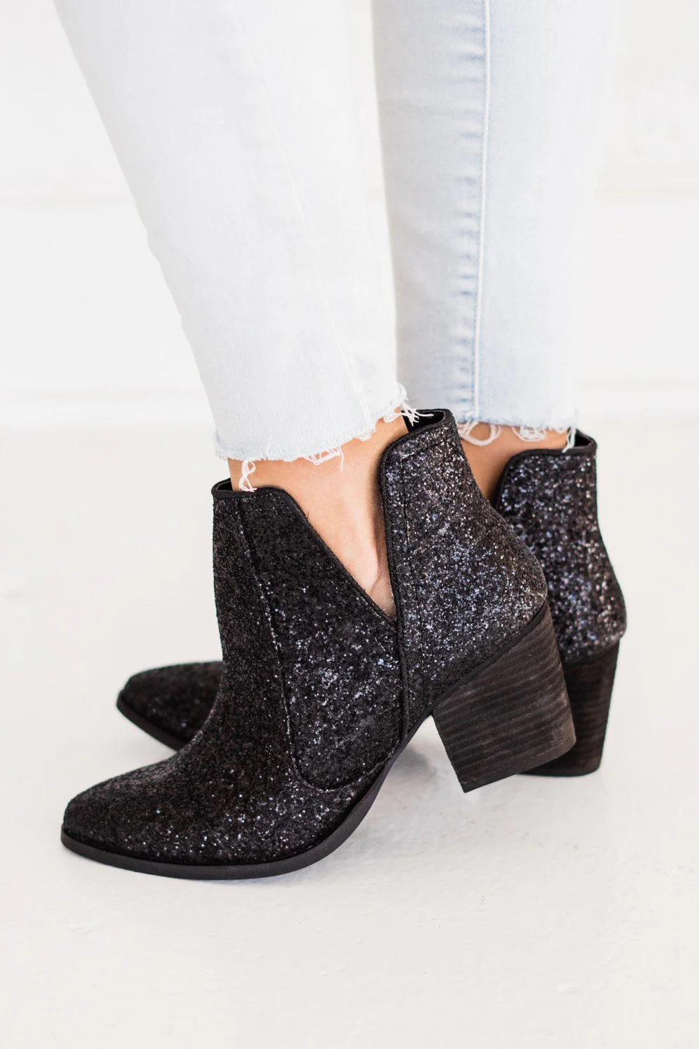 Fiera Glitter Booties in Black by Not Rated