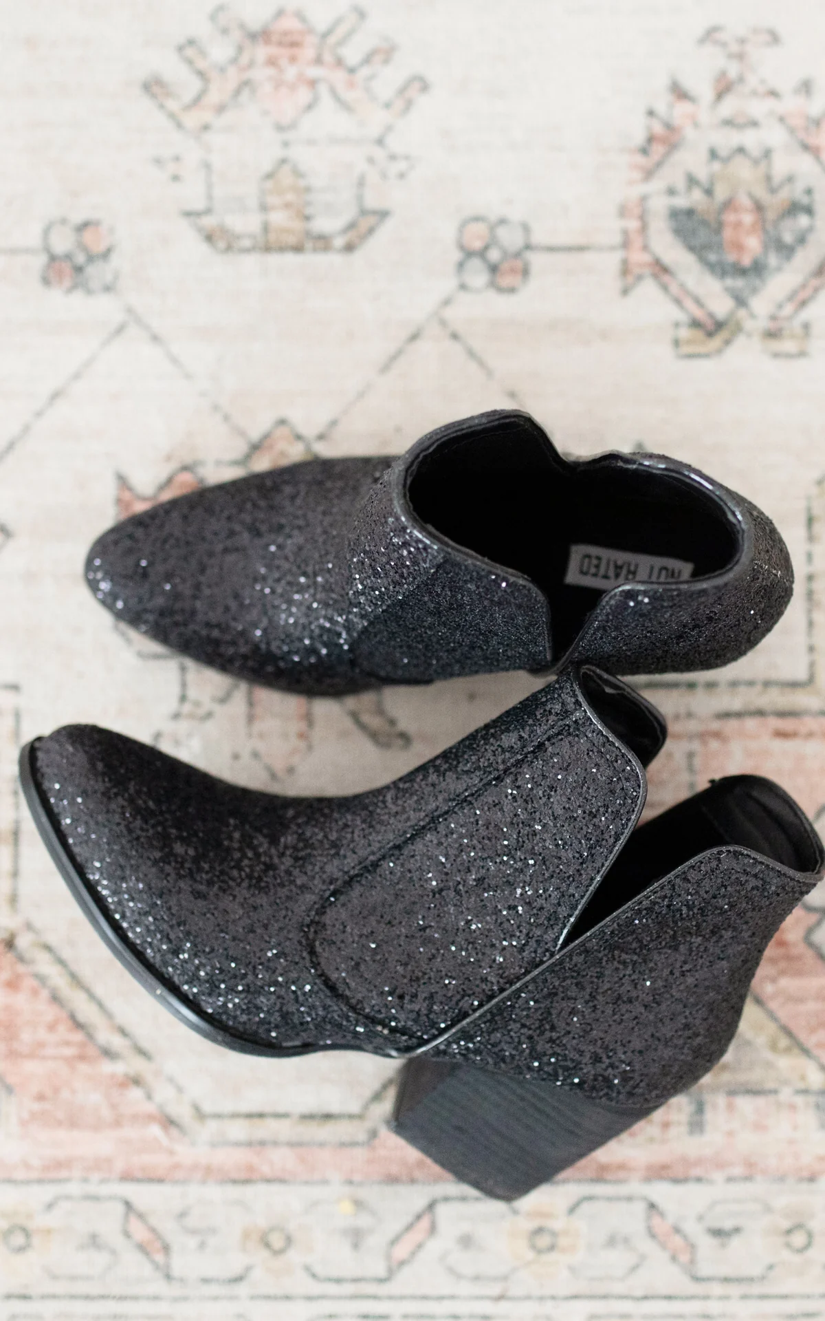 Fiera Glitter Booties in Black by Not Rated