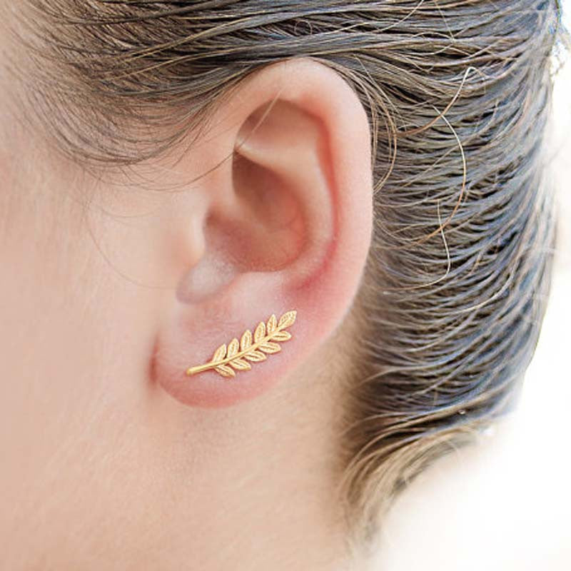 Leaf Crawler Earrings silver + gold