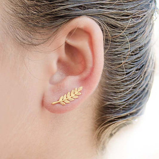 Leaf Crawler Earrings silver + gold