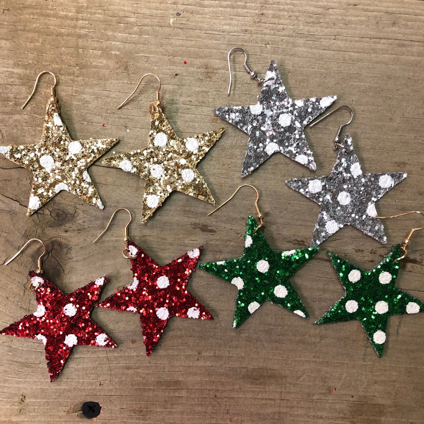 Glitter Star Holiday Earrings
