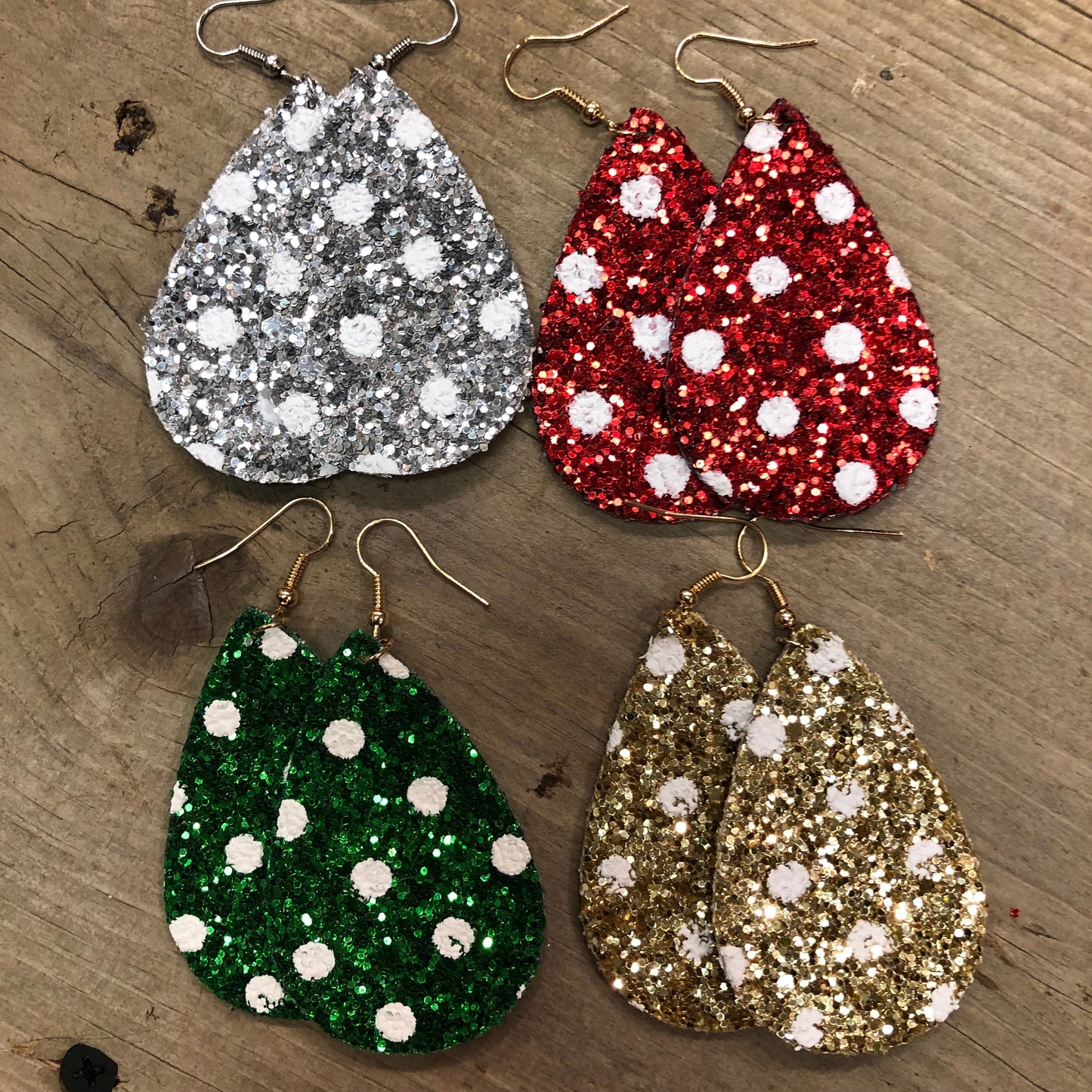 Glitter Teardrop Holiday Earrings