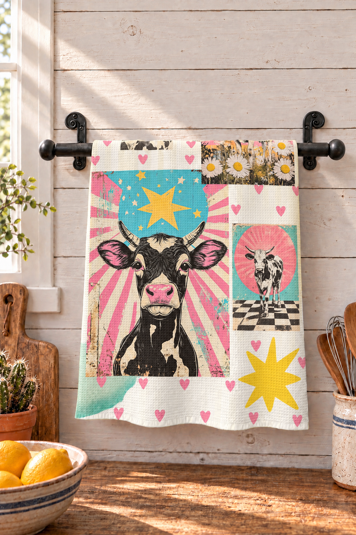 Baha Ranch Set of 2 For The love of cows Kitchen Towels Made in America