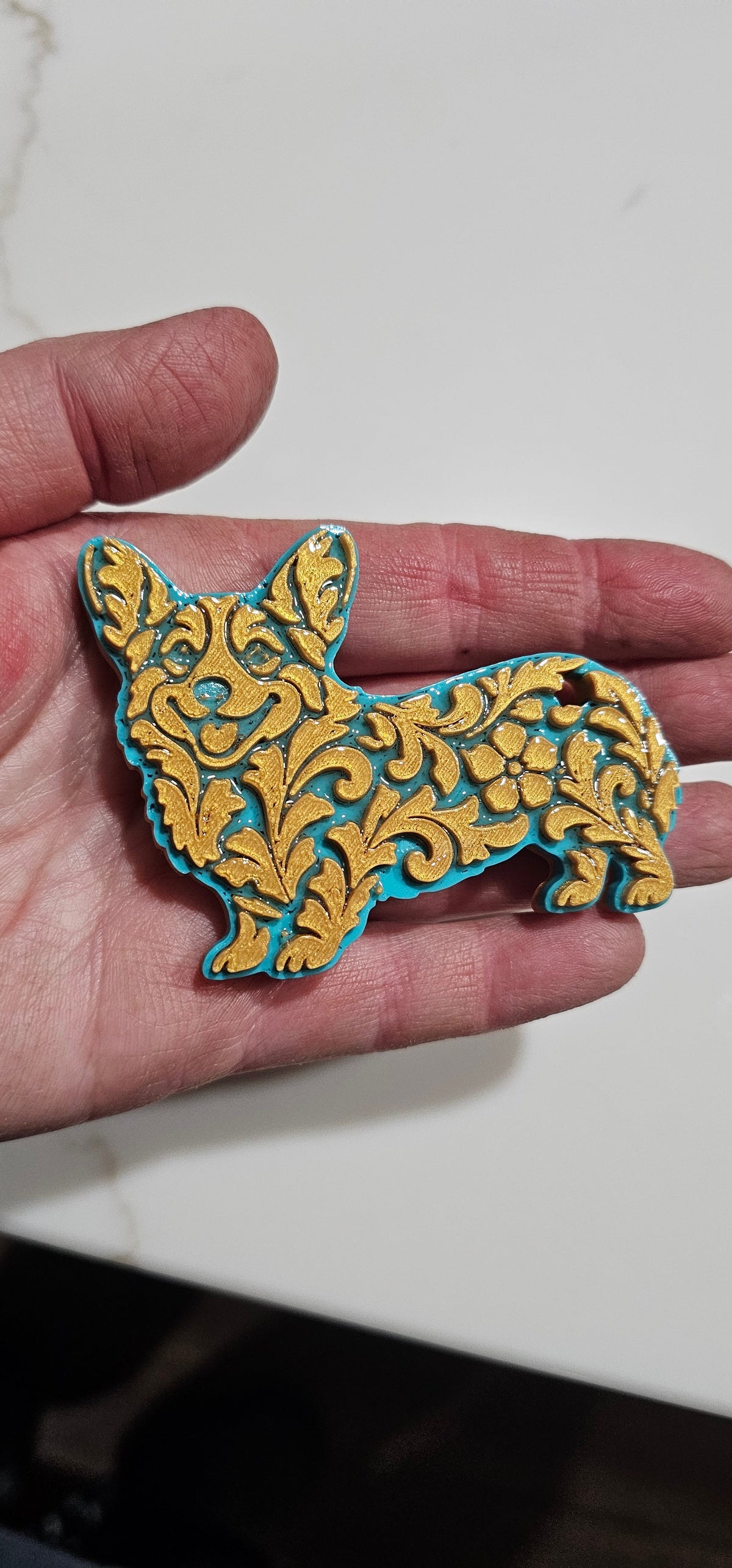 3D Print Corgi Dog Tooled Keychain Made in America