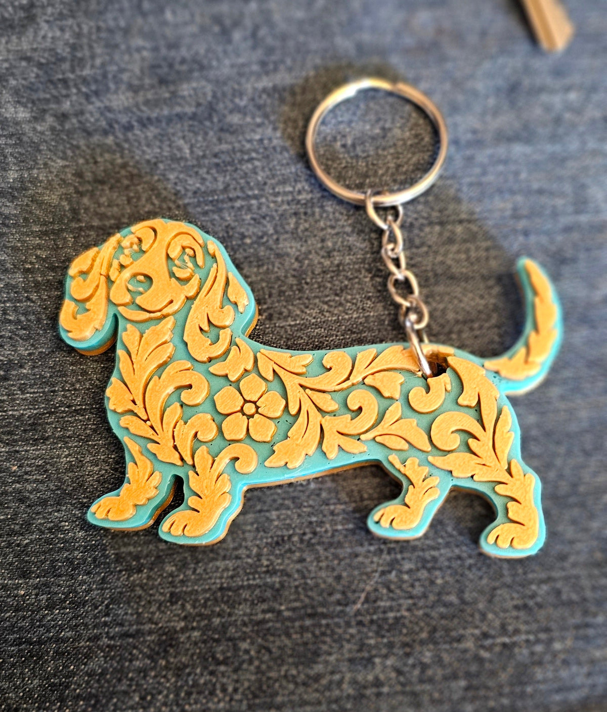 3D Print Dachshund Weiner Dog Tooled Keychain Made in America