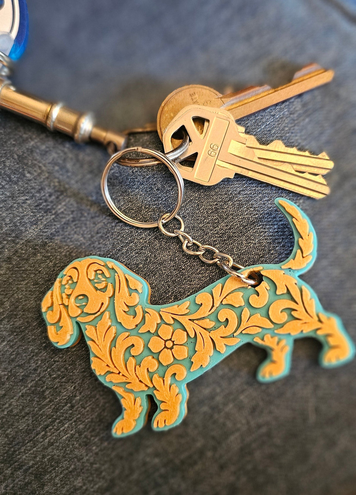 3D Print Dachshund Weiner Dog Tooled Keychain Made in America