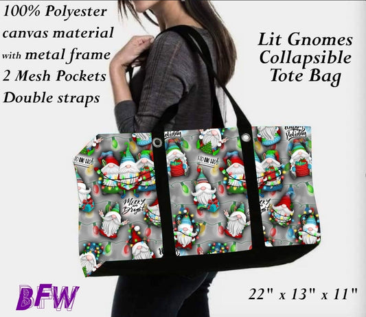 Lit Gnome Large Collapsible tote