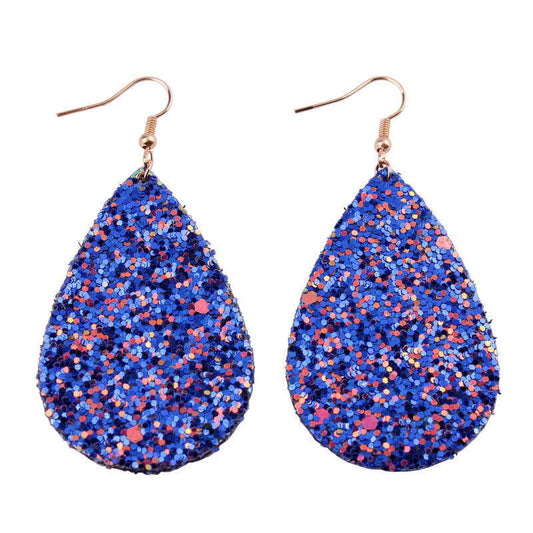 Royal Blue Glitter Teardrop Earrings